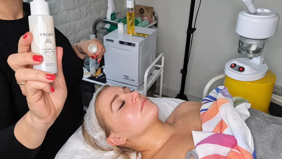 Tropic skincare product during facial
