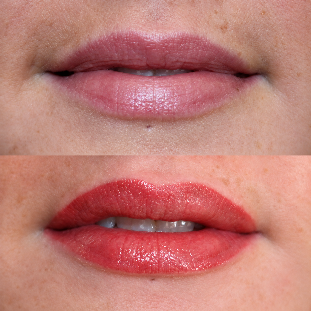 Before and after Lip Blush result
