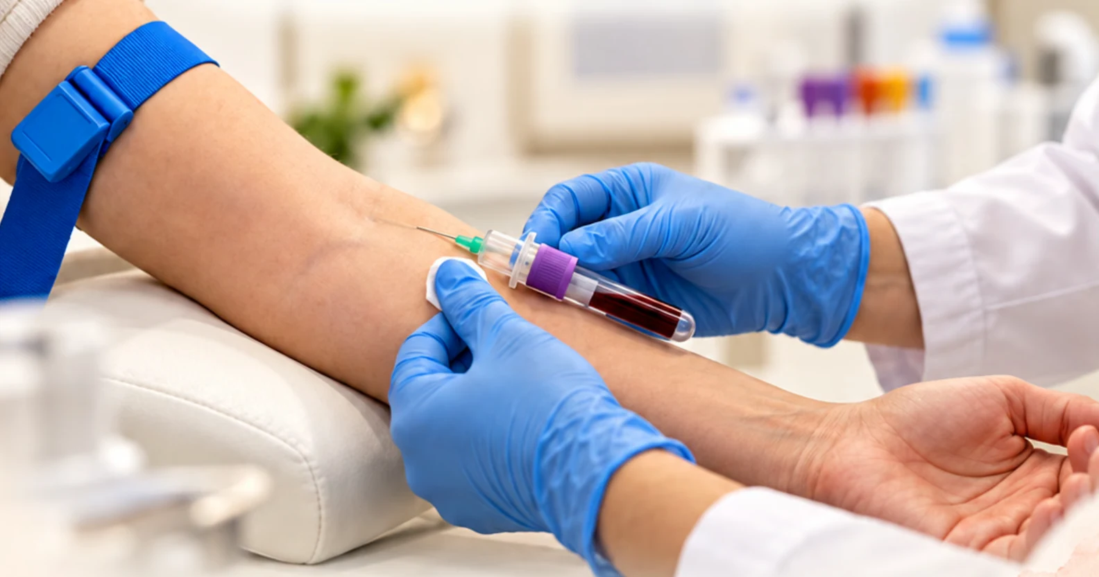 Blood sample collection for blood testing and phlebotomy at Olya SPMU in Trowbridge