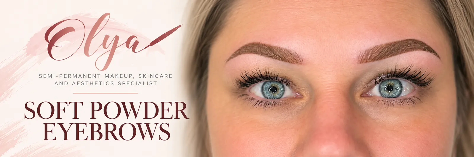 Soft powder eyebrows treatment example.